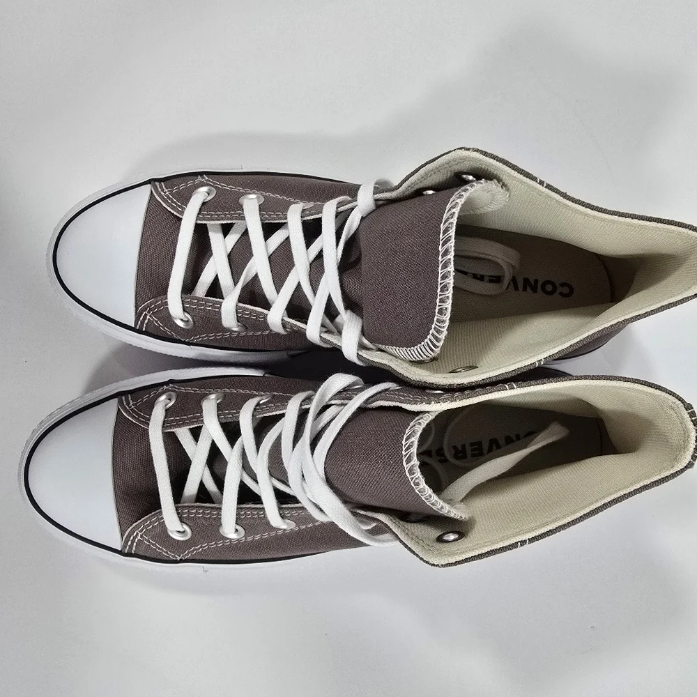 Converse All Stars Canvas Chunks Trainer  Gray High-Top Sneakers Womens Size 9.5 - Picture 13 of 16